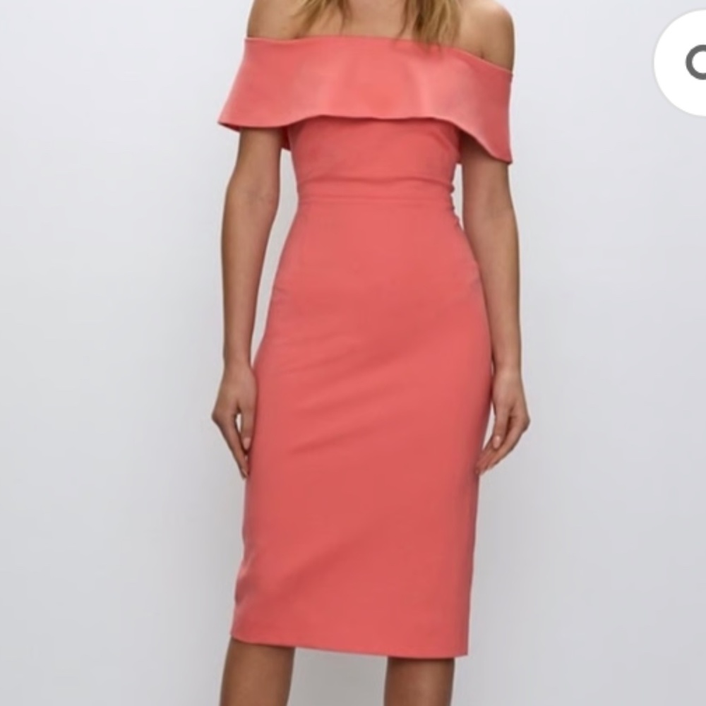 Babaton Coral Off-Shoulder Strapless Midi Dress